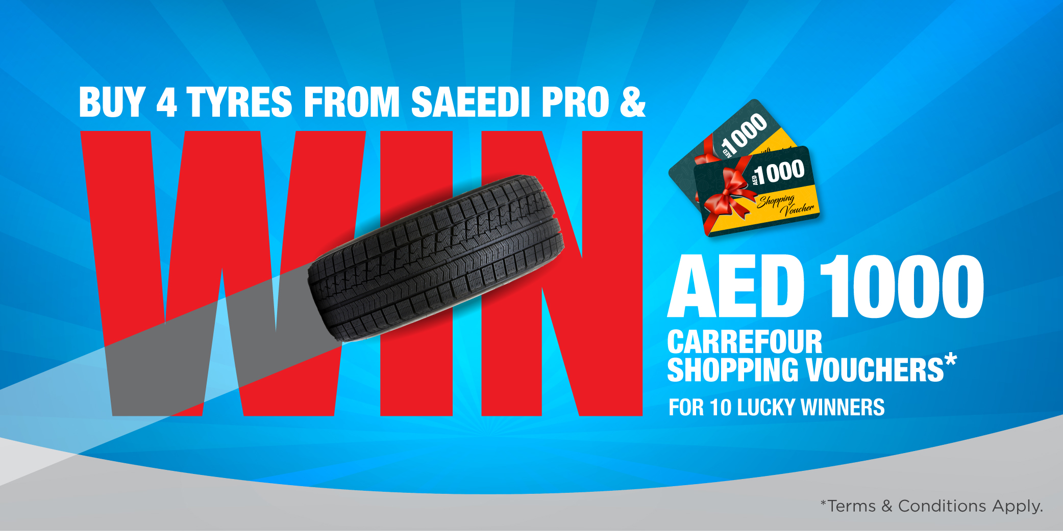 Buy 4 Tyres in Dubai & Win AED 1,000 Carrefour Vouchers