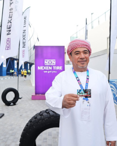 NEXEN Tires fan activation football challenge zone at Al Nasr Stadium Dubai with supporters participating in tire goal games