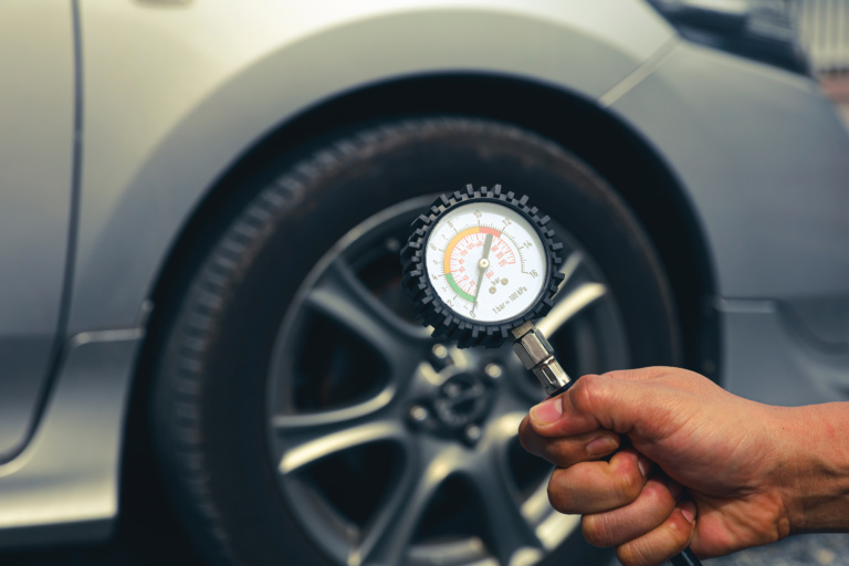 Nitrogen being filled into a car tyre to reduce blowout risk in UAE heat