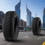 Two tyres on Sheikh Zayed Road in Dubai, choosing the best tyres for UAE roads and heat