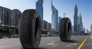 Two tyres on Sheikh Zayed Road in Dubai, choosing the best tyres for UAE roads and heat